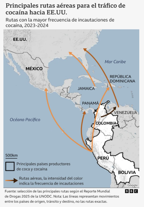 Los mapas que muestran que la DEA tiene clarísimo que la droga llega a EE. UU. por el Pacífico y NO por el Caribe 6 Rutas areas