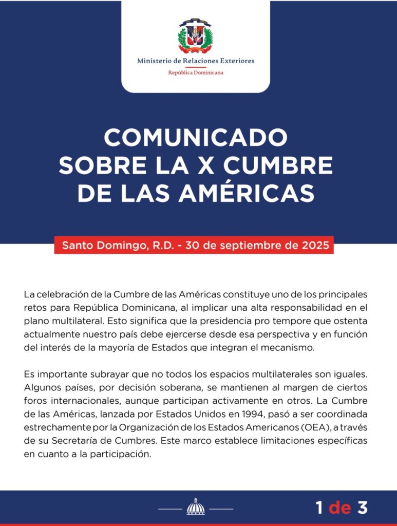 República Dominicana excluyó a Venezuela de la Cumbre de las Américas 2 Screenshot 20251001 102109