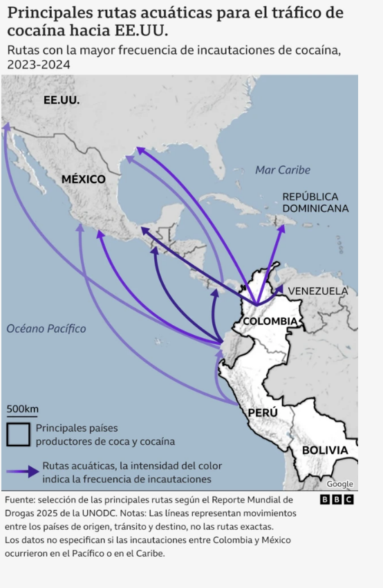 Los mapas que muestran que la DEA tiene clarísimo que la droga llega a EE. UU. por el Pacífico y NO por el Caribe 5 Trafico rutas acuaticas