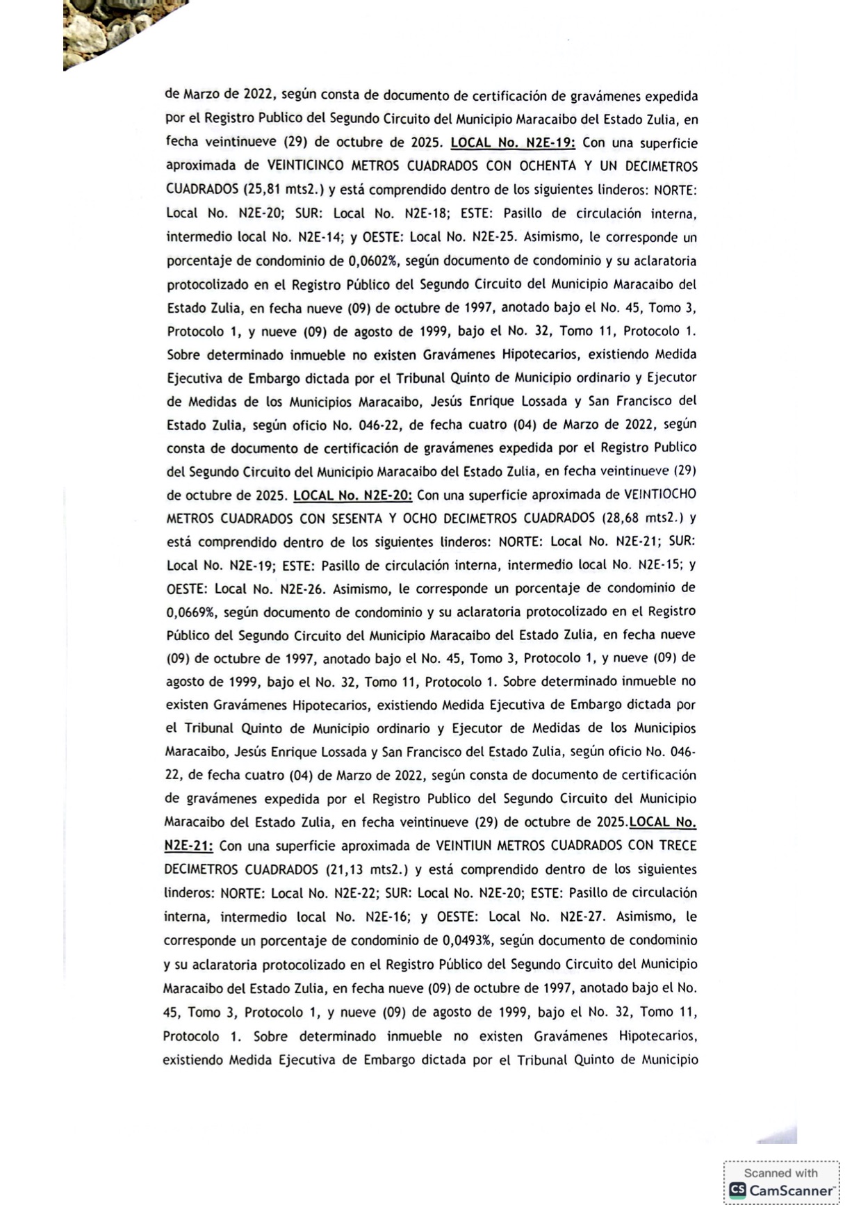 3er. Cartel de Remate en el juicio por Cobro de Bolívares por Vía Ejecutiva que sigue la Junta de Condominio del Centro Comercial Galerías Mall en contra del Grupo Palabro C.A. representada por Antonio Papagallo Altomare 10 10