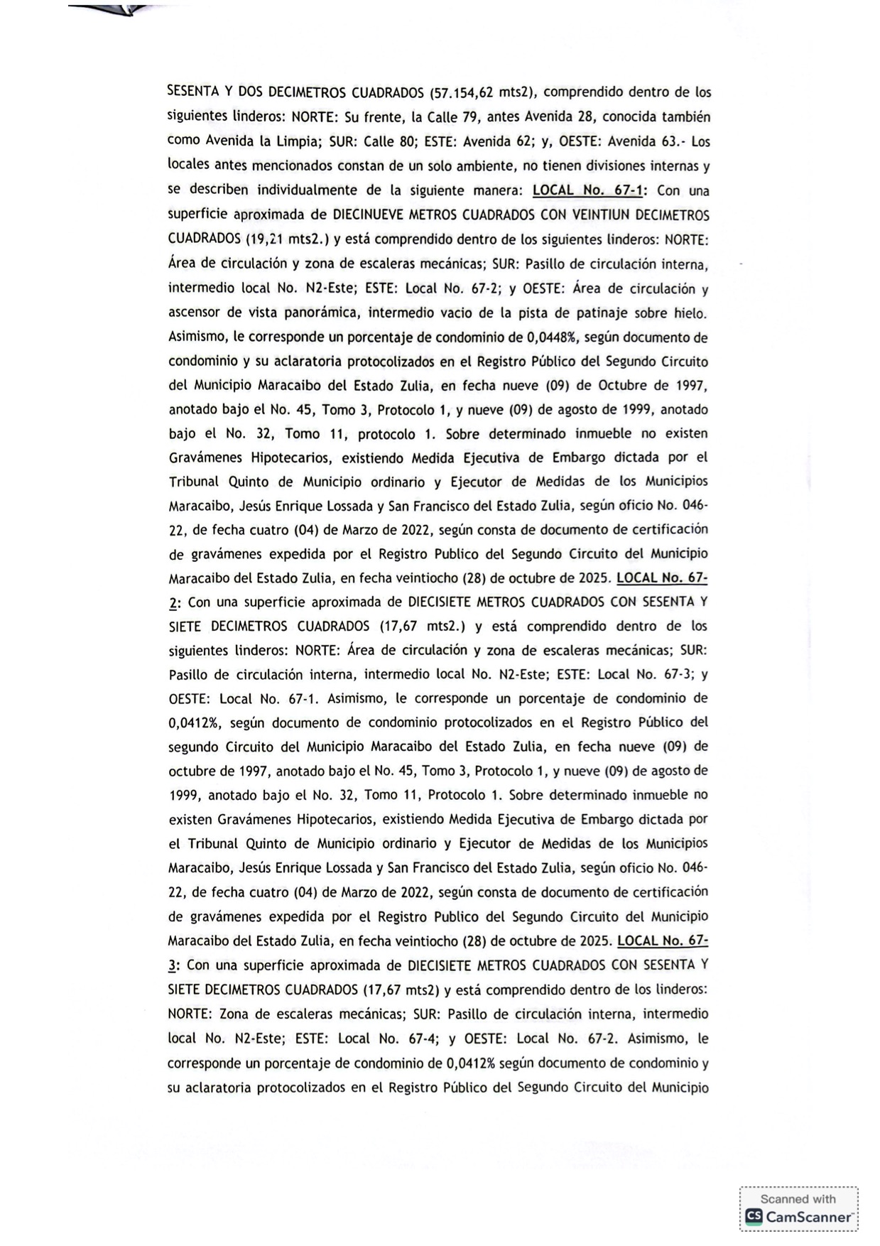 3er. Cartel de Remate en el juicio por Cobro de Bolívares por Vía Ejecutiva que sigue la Junta de Condominio del Centro Comercial Galerías Mall en contra del Grupo Palabro C.A. representada por Antonio Papagallo Altomare 2 2