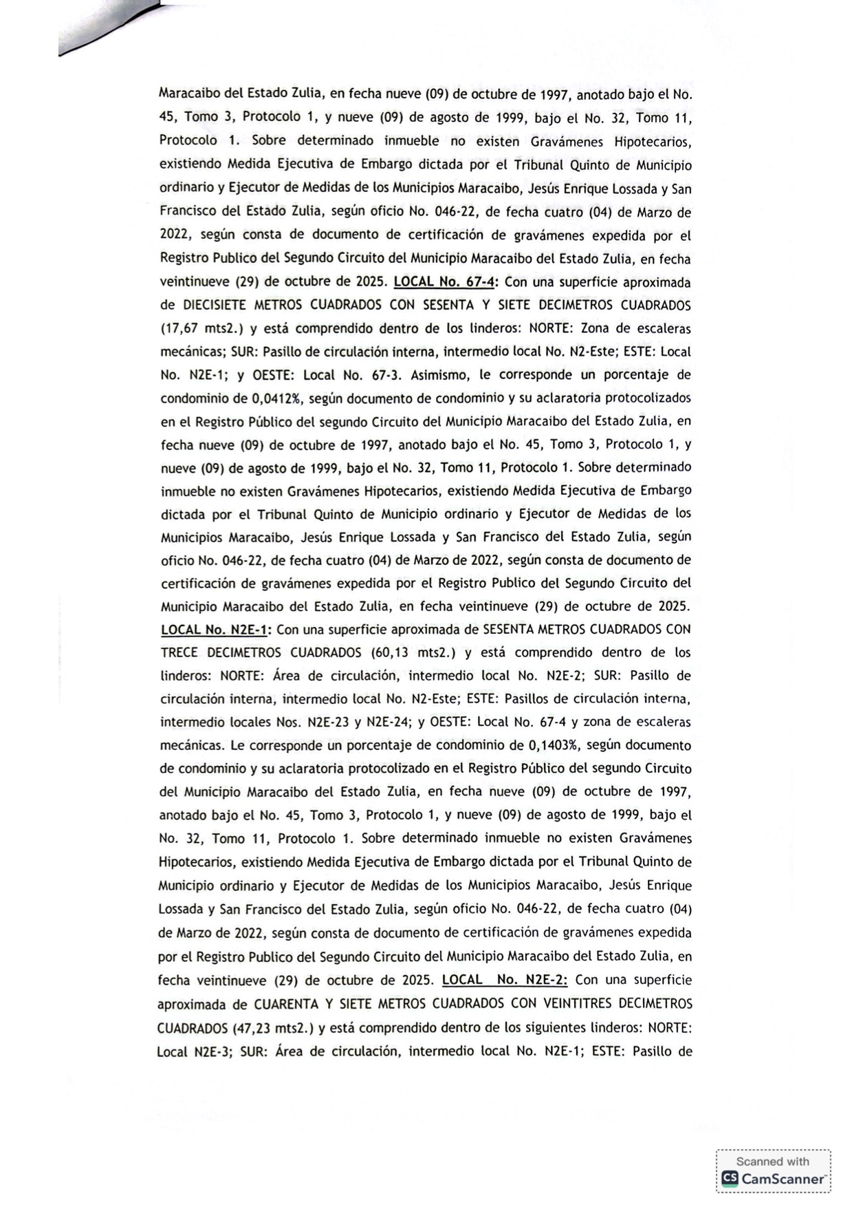 3er. Cartel de Remate en el juicio por Cobro de Bolívares por Vía Ejecutiva que sigue la Junta de Condominio del Centro Comercial Galerías Mall en contra del Grupo Palabro C.A. representada por Antonio Papagallo Altomare 3 3