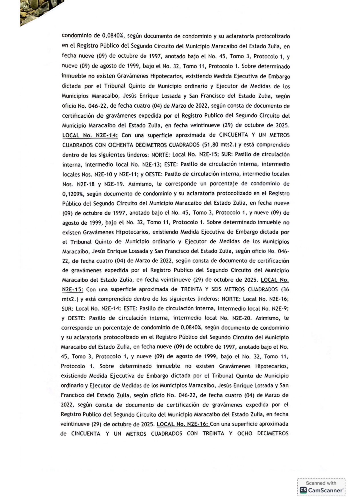 3er. Cartel de Remate en el juicio por Cobro de Bolívares por Vía Ejecutiva que sigue la Junta de Condominio del Centro Comercial Galerías Mall en contra del Grupo Palabro C.A. representada por Antonio Papagallo Altomare 8 8