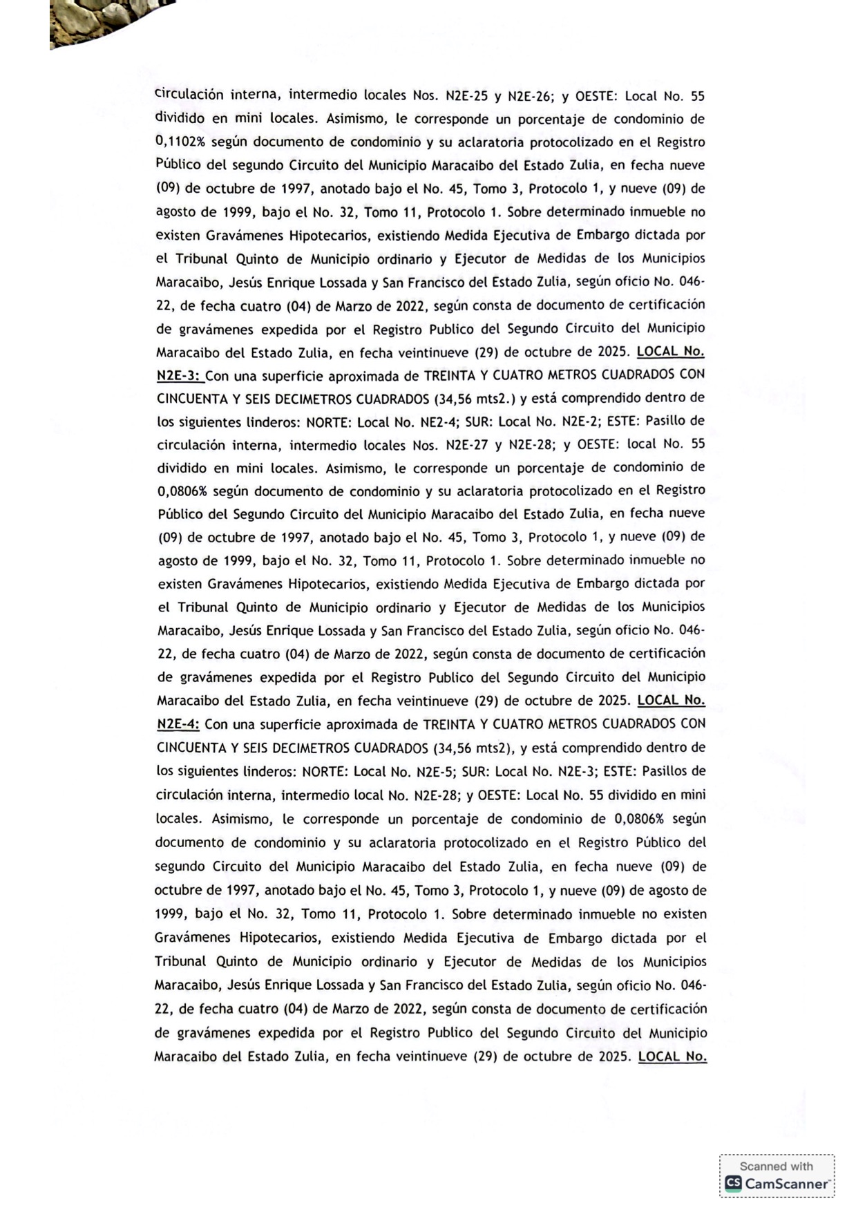 3er. Cartel de Remate en el juicio por Cobro de Bolívares por Vía Ejecutiva que sigue la Junta de Condominio del Centro Comercial Galerías Mall en contra del Grupo Palabro C.A. representada por Antonio Papagallo Altomare 4 DOEBtdkc 4
