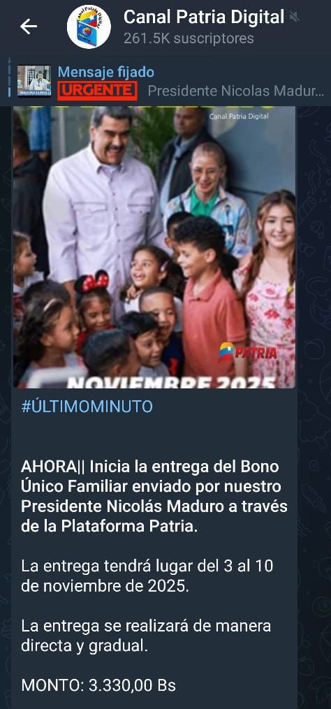 Comenzó a caer el Bono Único Familiar de noviembre con incremento en bolívares 2 WhatsApp Image 2025 11 03 at 6.10.50 PM e1762211186409