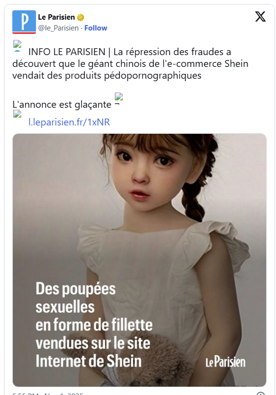 Francia indaga sobre la comercialización de muñecas sexuales con apariencia infantil en Shein 2 francia1