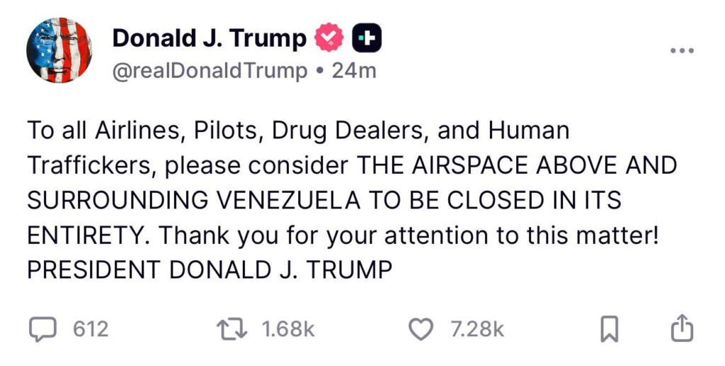 Trump confirmó conversación con Maduro y restó importancia a amenaza de bloqueo aéreo 2 trump11 29 a las 11.36.35