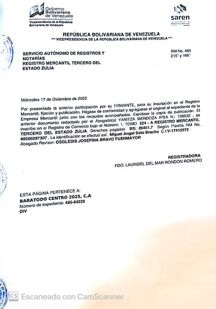 Acta de Asamblea General Extraordinaria de Accionistas de Baratodo Centro 2025 C.A. sobre su Disolución 4 CamScanner 19 12 25 10.15n 3