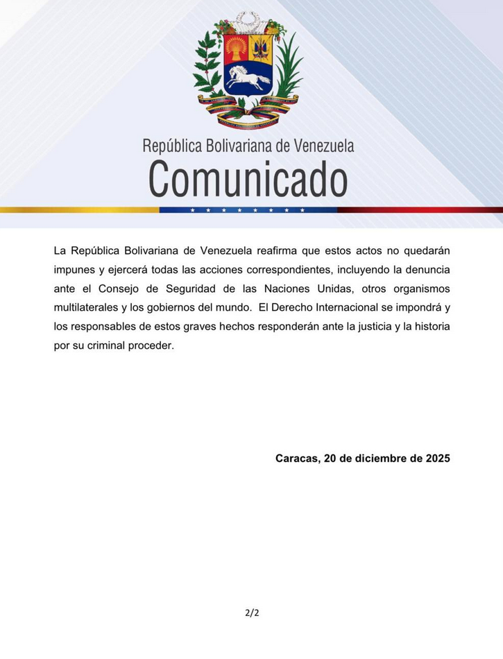 ¡Segundo acto de piratería! EE.UU. se apropió otro buque petrolero que salía de Venezuela frente (+ Comunicado del Estado venezolano) 5 Captura de pantalla 2025 12 21 a las 10.01.06