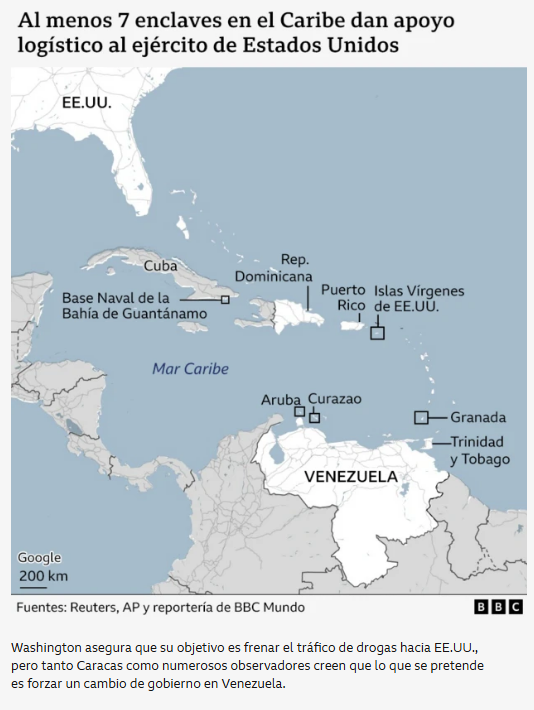 Los mapas que muestran las islas caribeñas que están ayudando a EE. UU. en sus operaciones militares contra lanchas de presuntos narcos 2 Caribe