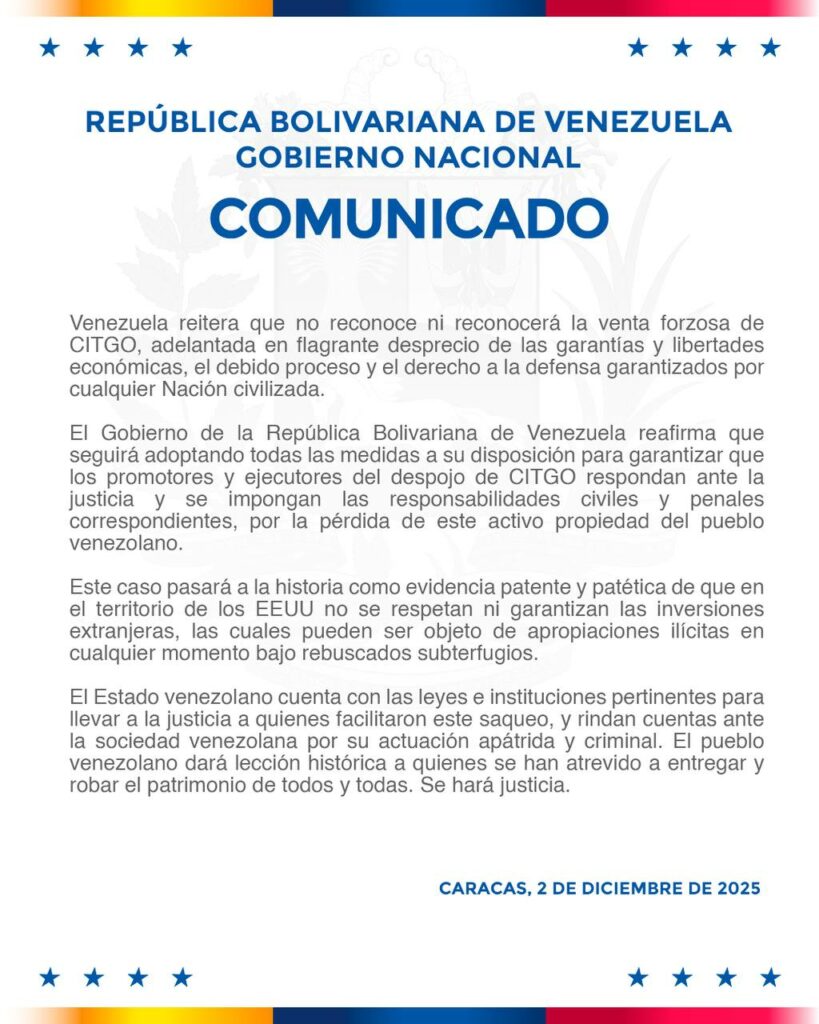 Comunicado Citgo venta