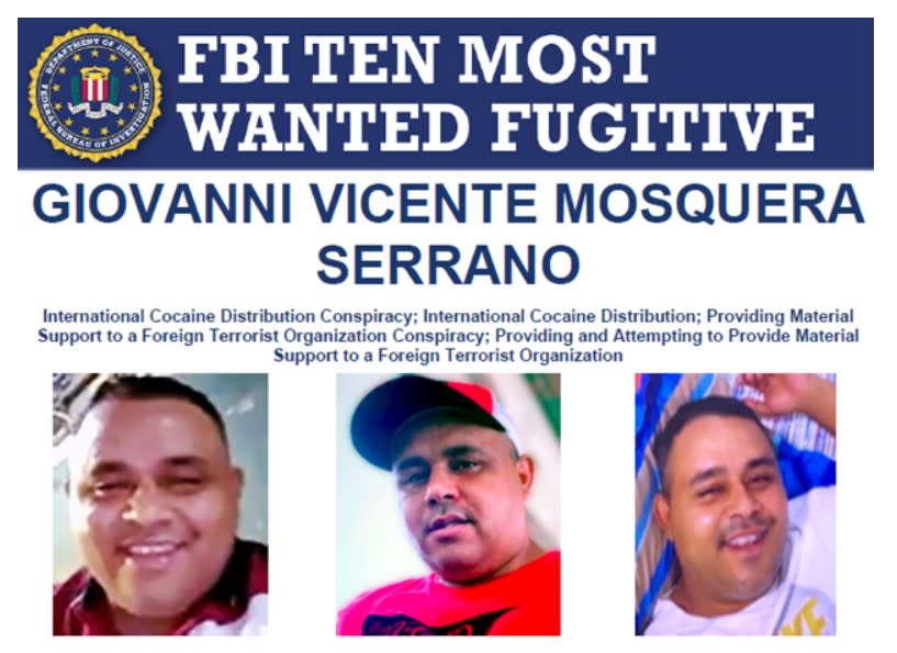 Estados Unidos ofrece 5 millones de dólares por Giovanni Vicente Mosquera Serrano, líder del Tren de Aragua 2 Estado