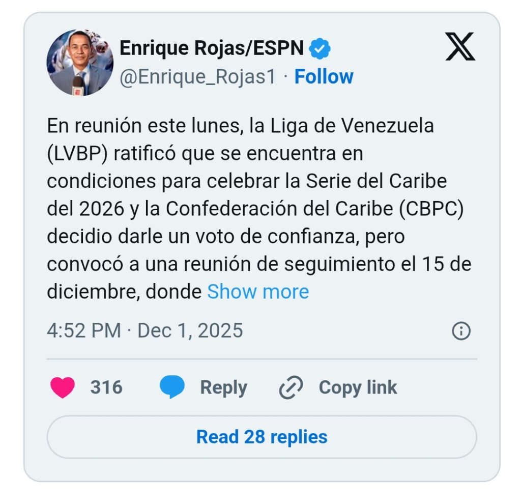 LVBP aseguró estar preparada para recibir la Serie del Caribe 2026 2 Screenshot 20251202 122138