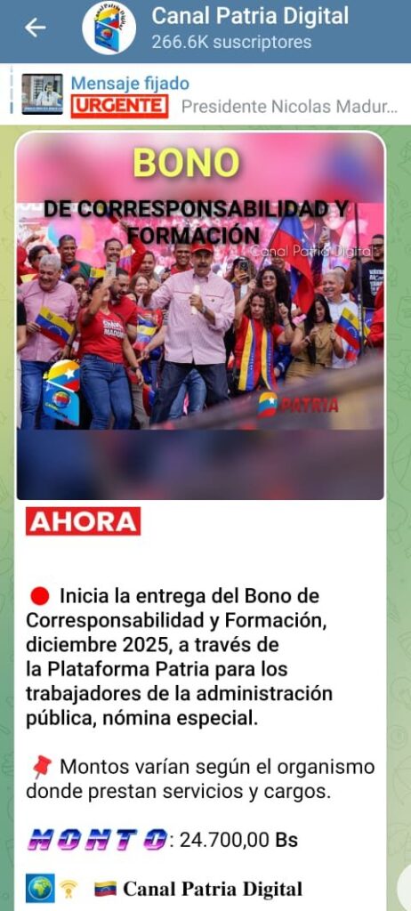 Pagan Bono de Corresponsabilidad y Formación de diciembre a trabajadores de la administración pública 2 WhatsApp Image 2025 12 10 at 3.15.16 PM e1765399154204