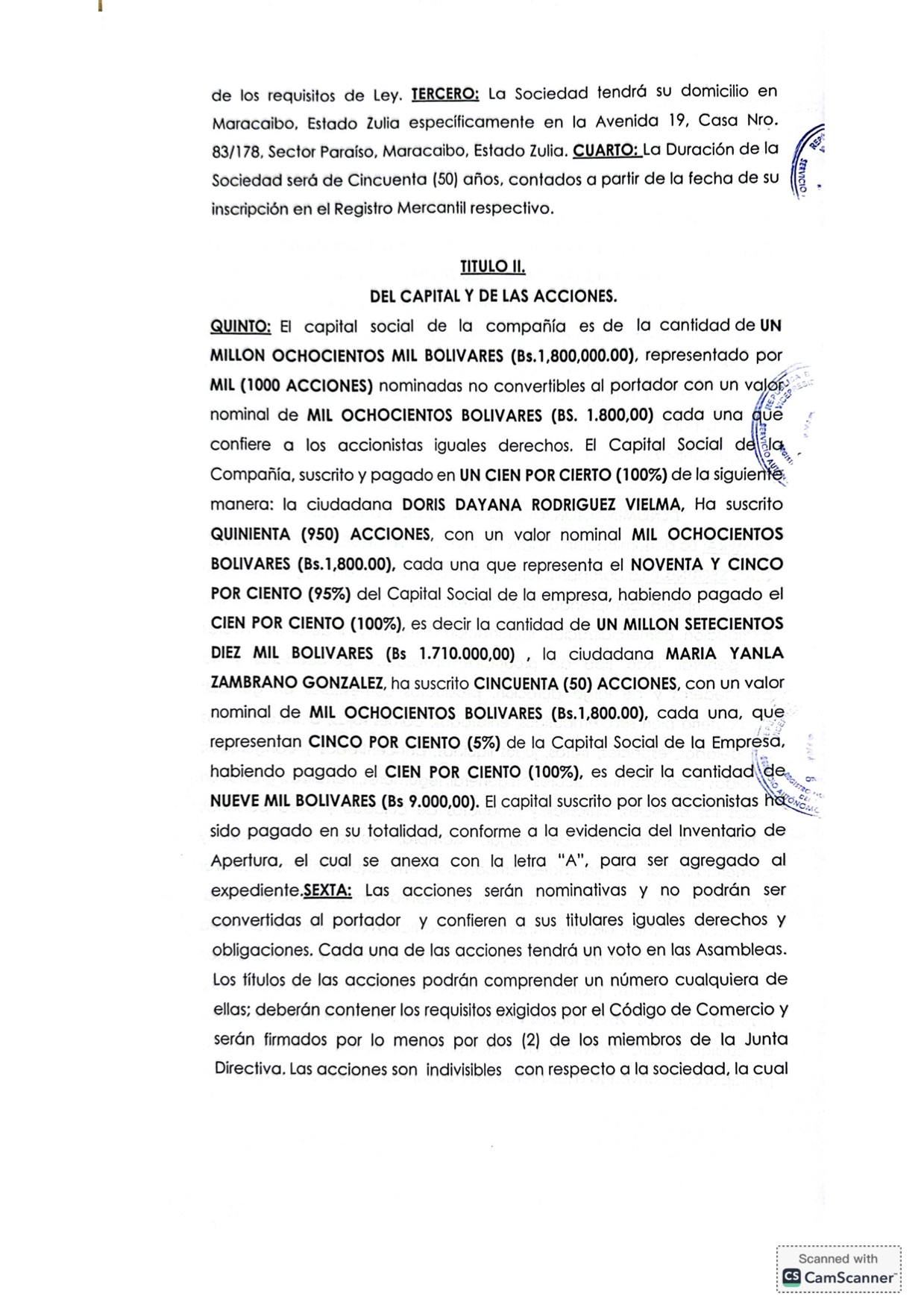 Acta Constitutiva de la empresa Alondra Distribuciones C.A. 2 Alondra 2