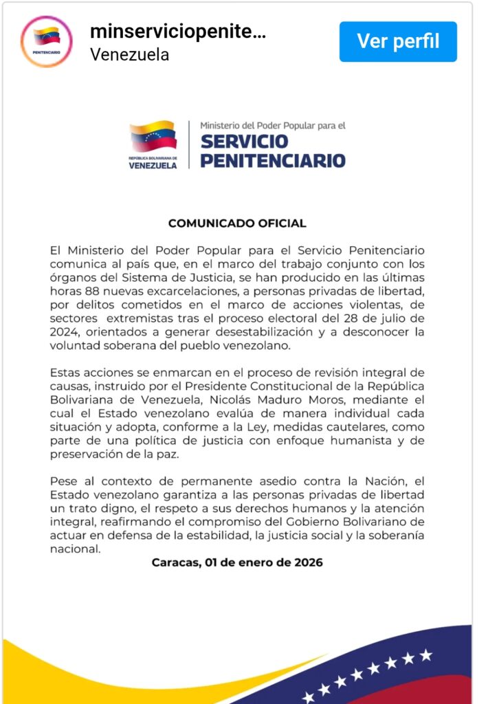 Gobierno nacional confirmó la liberación de otras 88 personas detenidas por la violencia post electoral de 2024 2 Screenshot 20260102 092952