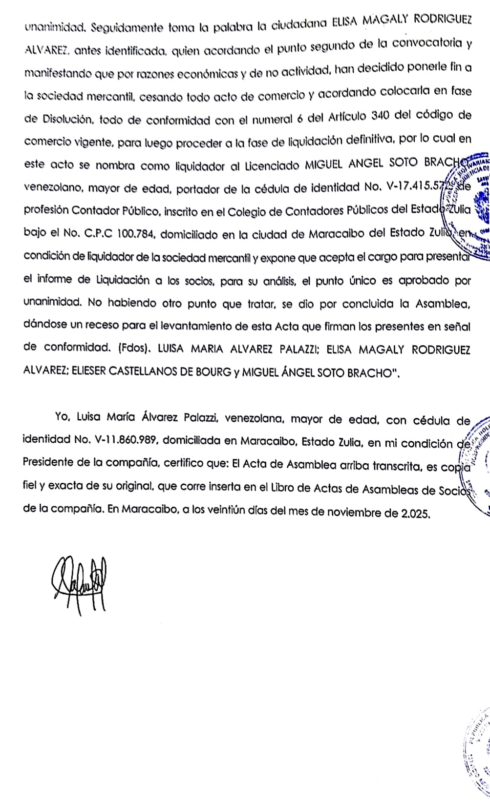 3era. Publicación del Acta de Asamblea General Extraordinaria de Accionistas de Alval Energy S.A. para su Disolución 2 45Gx9UYB acta alval energy2