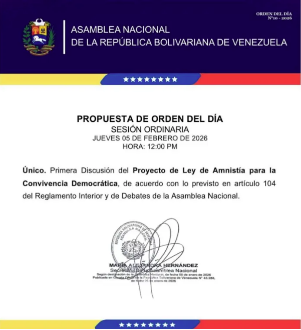 AN prevé realizar primera discusión de la Ley de Amnistía hoy 2 AN