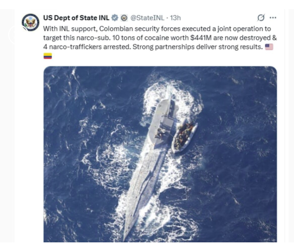 Estados Unidos y Colombia realizaron operación contra submarino con cocaína 2 Departamento