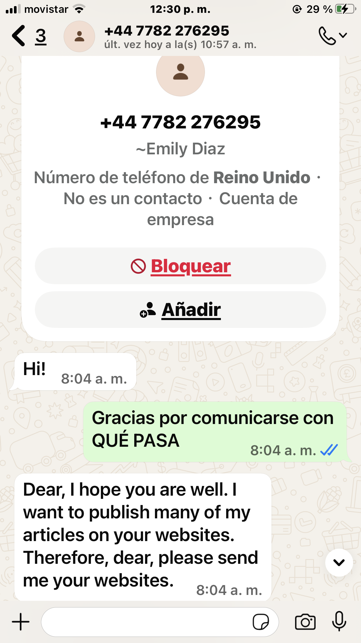 ¡Warning! About a scam from Emily Díaz now Edna Oscar (WhatsApp +447782276295) with sponsored content, paid posts or link building 4 IMG 2725