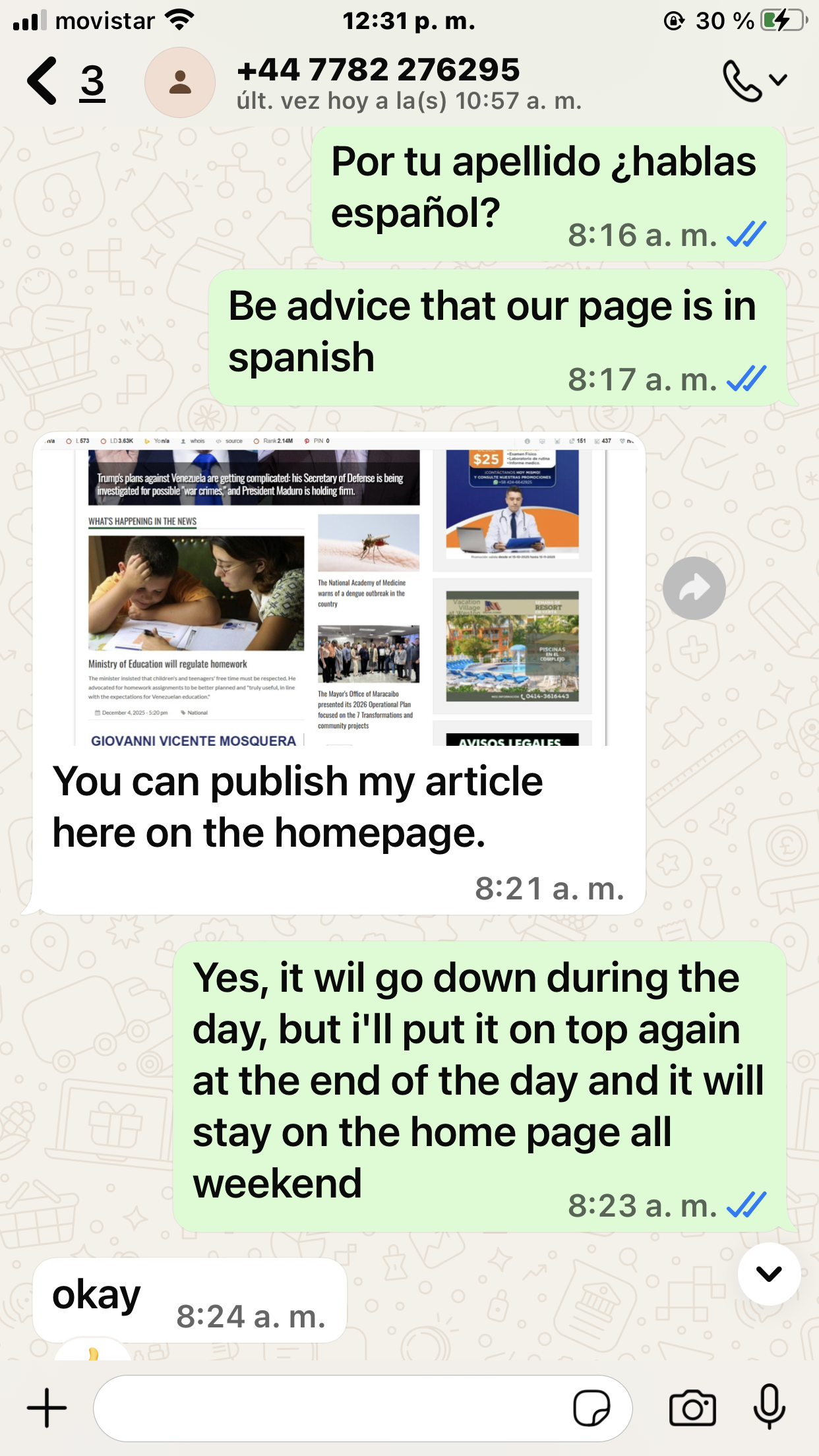 ¡Warning! About a scam from Emily Díaz now Edna Oscar (WhatsApp +447782276295) with sponsored content, paid posts or link building 7 IMG 2728