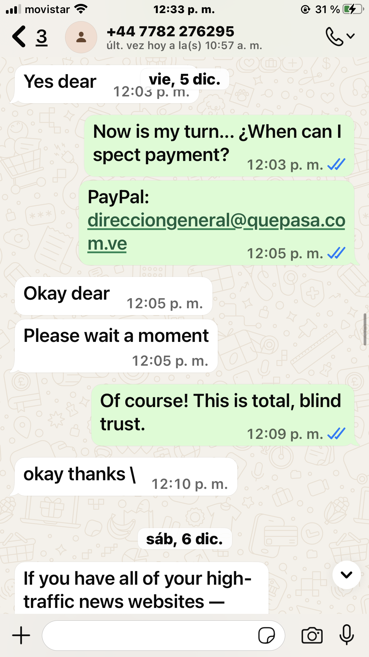 ¡Warning! About a scam from Emily Díaz now Edna Oscar (WhatsApp +447782276295) with sponsored content, paid posts or link building 12 IMG 2733