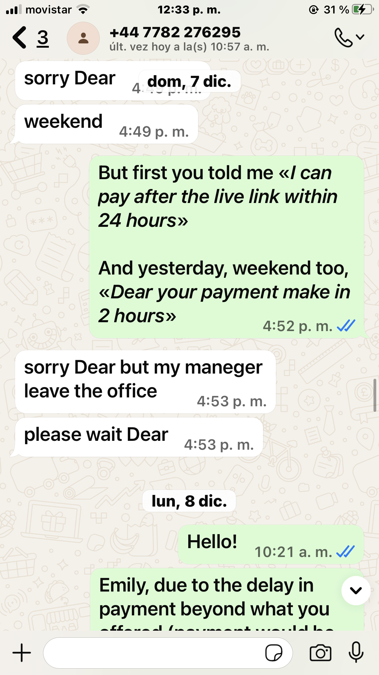 ¡Warning! About a scam from Emily Díaz now Edna Oscar (WhatsApp +447782276295) with sponsored content, paid posts or link building 13 IMG 2734