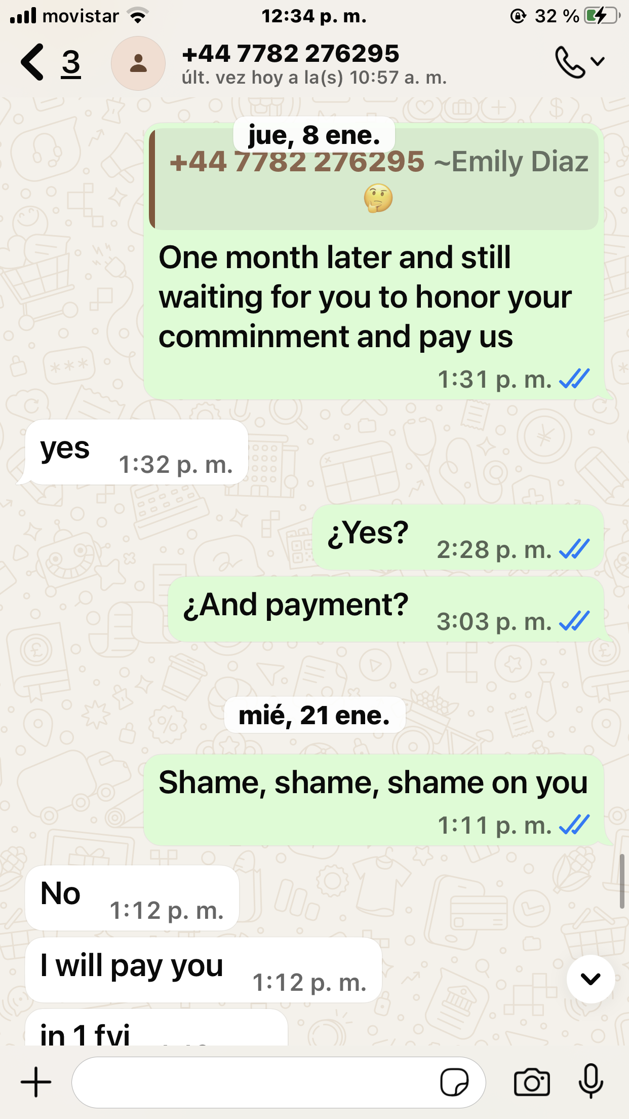 ¡Warning! About a scam from Emily Díaz now Edna Oscar (WhatsApp +447782276295) with sponsored content, paid posts or link building 17 IMG 2738