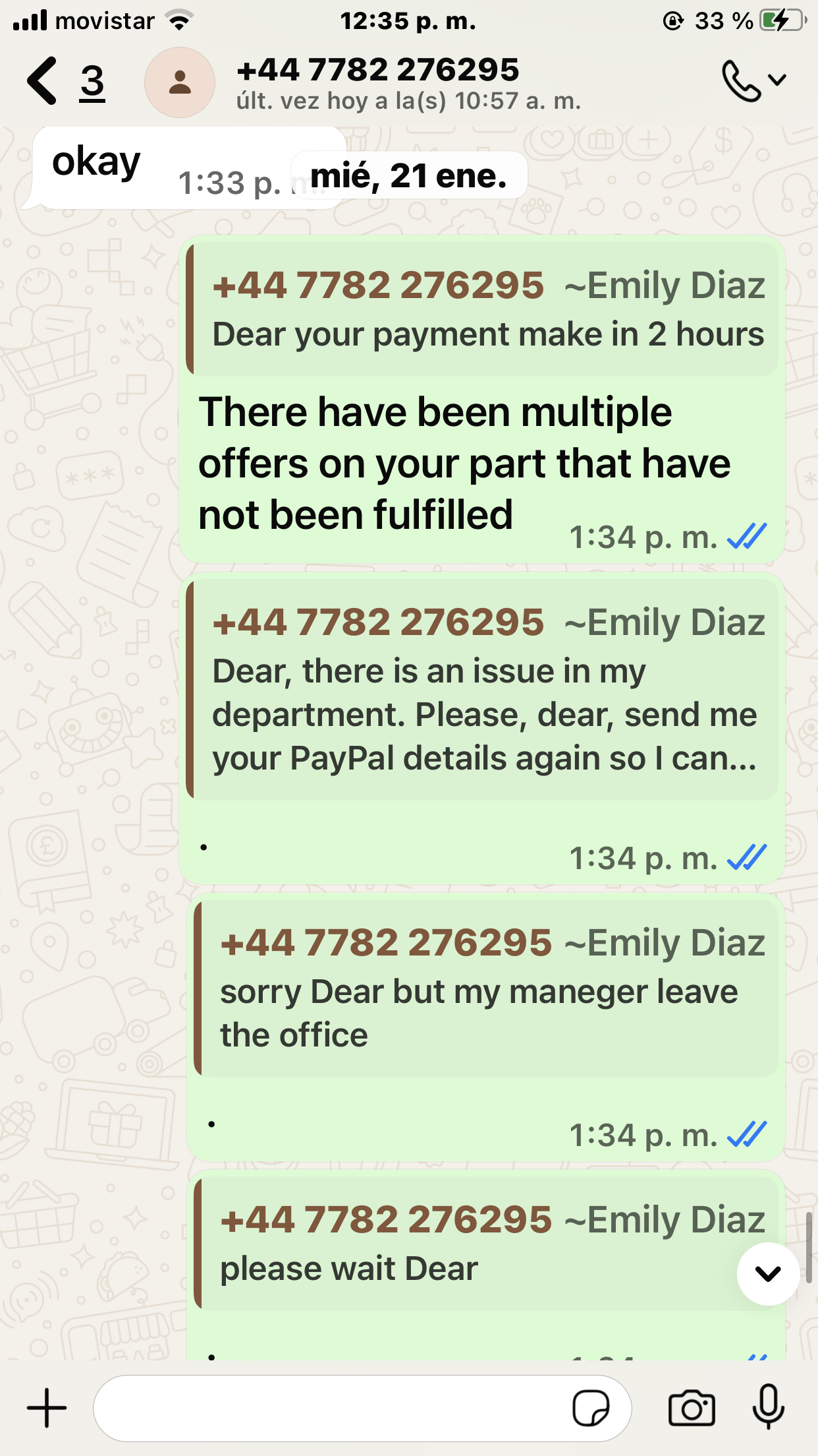 ¡Warning! About a scam from Emily Díaz now Edna Oscar (WhatsApp +447782276295) with sponsored content, paid posts or link building 19 IMG 2740