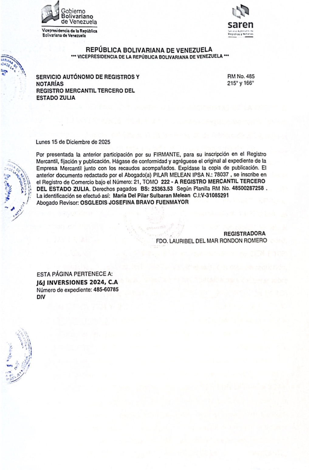 Acta de la Asamblea General Extraordinaria de Accionistas de J&J Inversiones C.A. donde se resuelve su Disolución 4 JJ 4