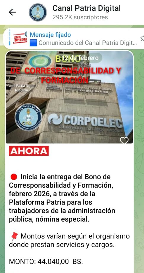 Pagan dos bonos a los trabajadores públicos: Contra la Guerra Económica y Corresponsabilidad y Formación 2 WhatsApp Image 2026 02 12 at 6.09.57 PM e1770938573496