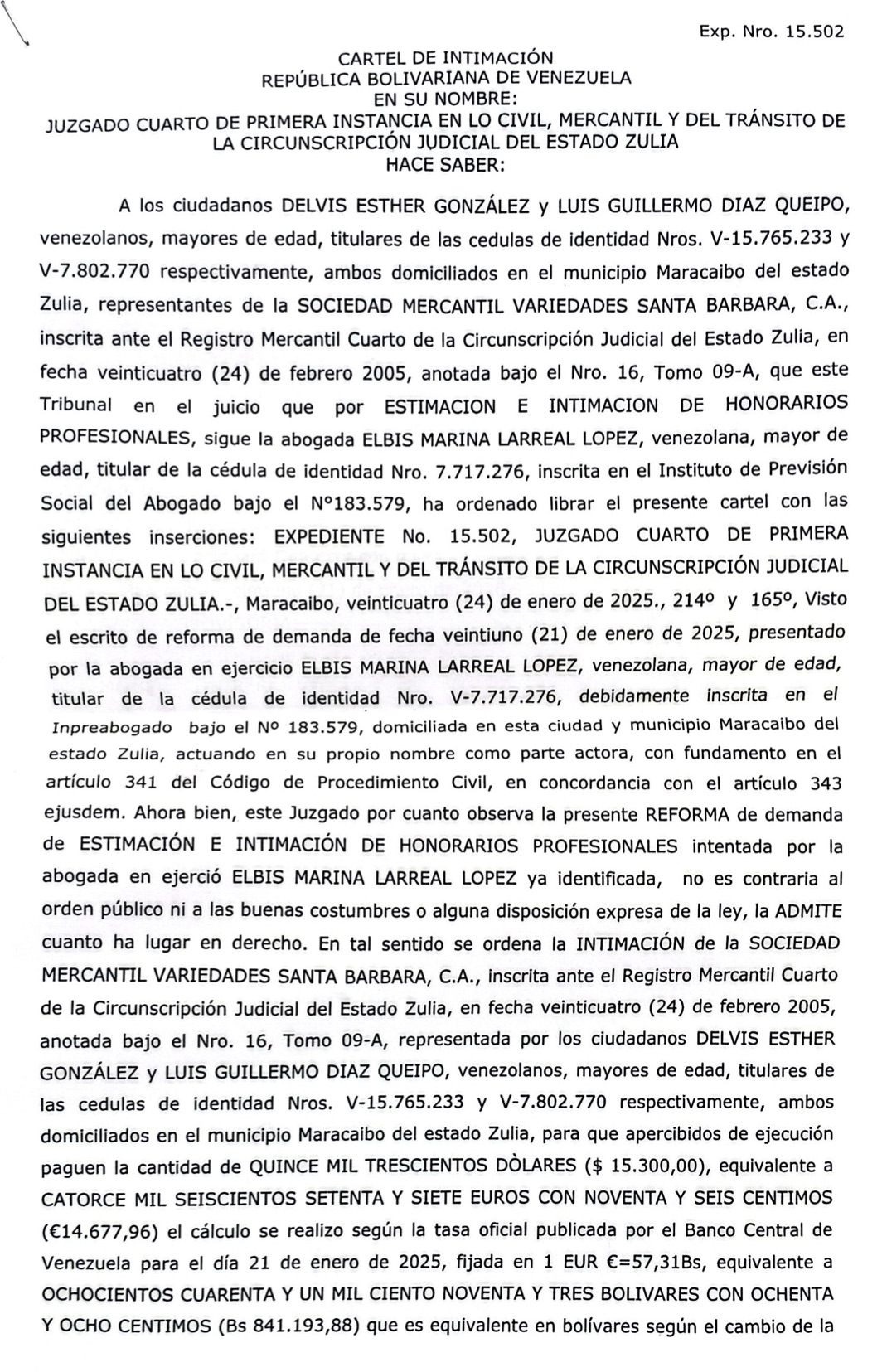 cartel intimacion elbis 1