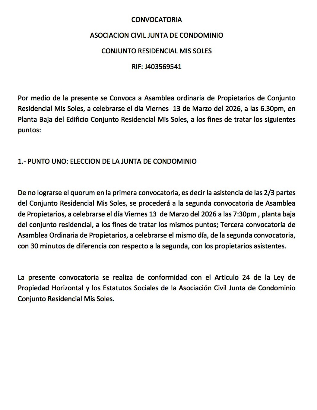 CONVOCATORIA MIS SOLES 13 03 20261