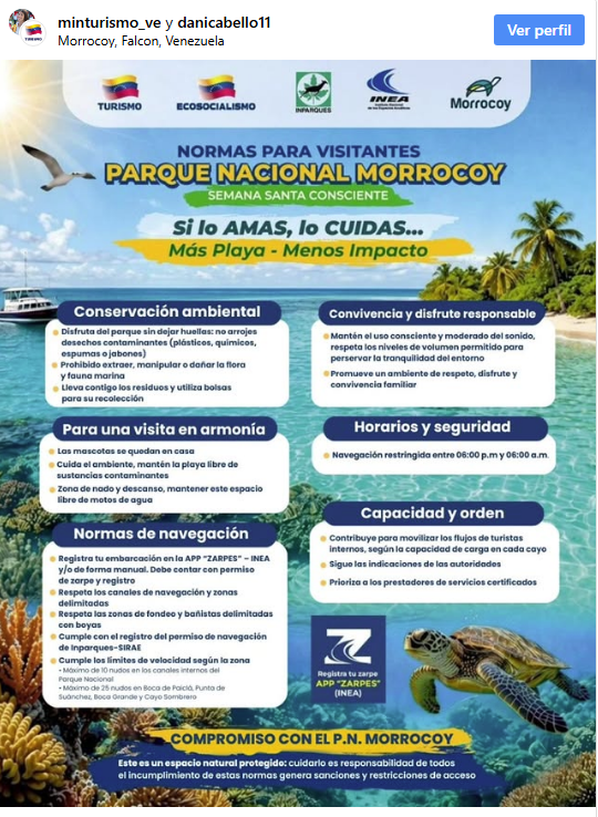Mintur publicó las normas para visitar Morrocoy en Semana Santa: impondrán sanciones contra los infractores 2 Conservar el ecosistema