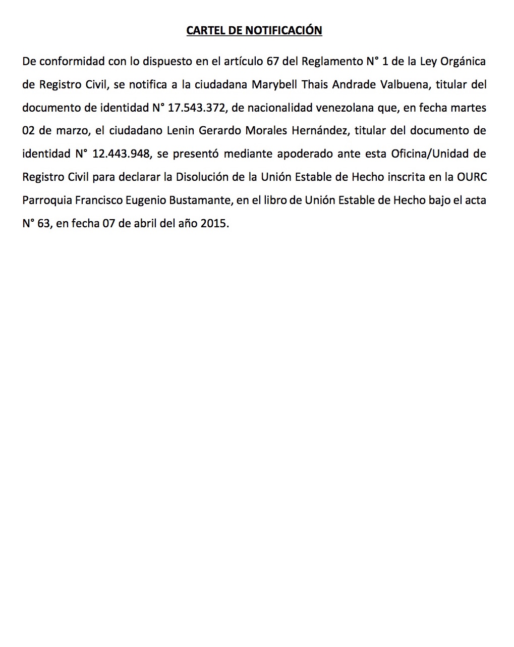 TDc7YWyk CARTEL DE NOTIFICACION. U.E.H Lenin Morales