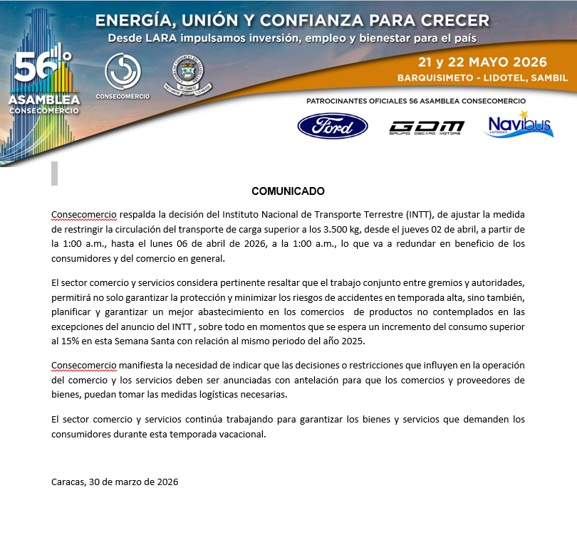 Relajaron la prohibición de transporte de carga en Semana Santa 3 consecomercio