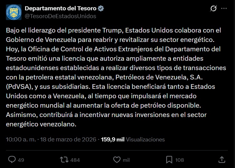 ofac emitio licencia que autoriza a entidades de eeuu realizar transacciones con pdvsa 1