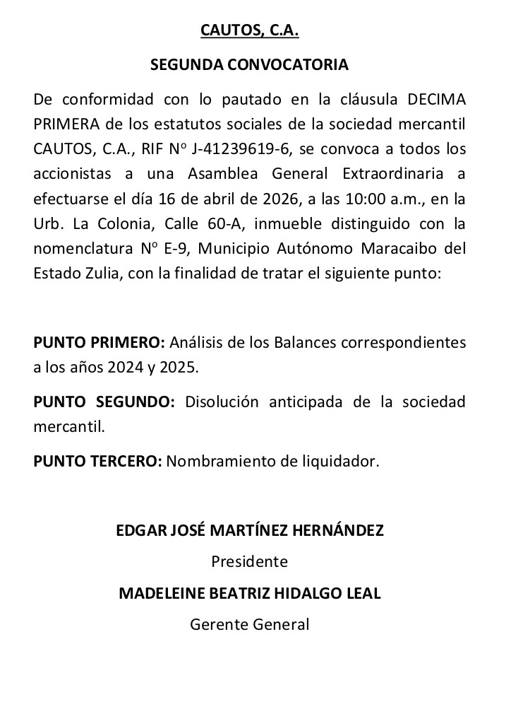 2da CONVOCATORIA 2 POR PRENSA CAUTOS