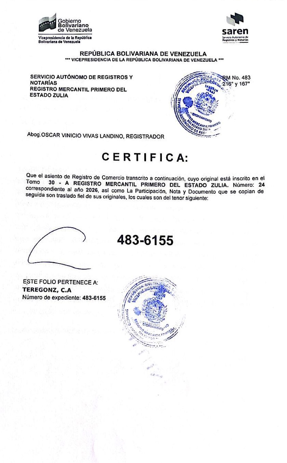 3era. Publicación del Acta de la Asamblea General Extraordinaria de Accionistas de Teregonz C.A. con ocasión de su Disolución 5 Teregonz5