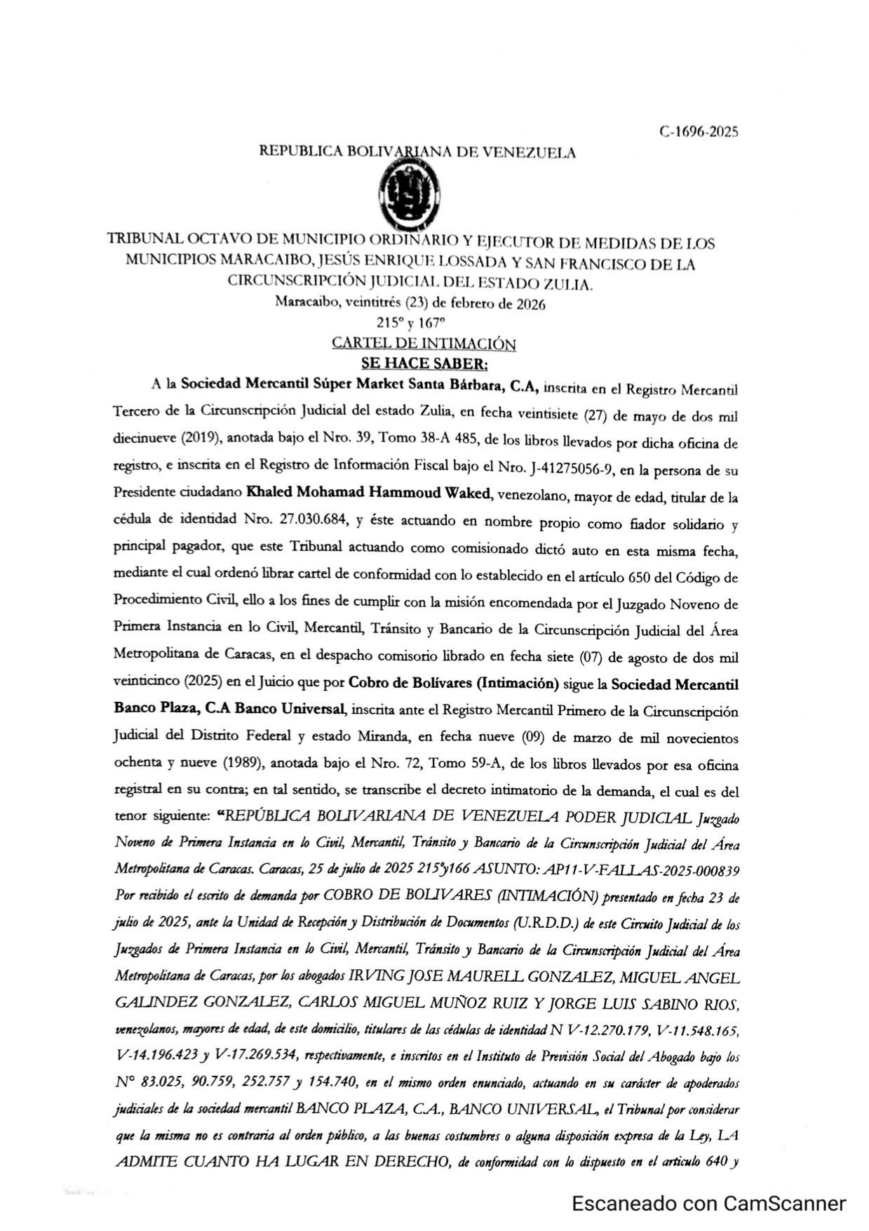 cartel de intimacion 1