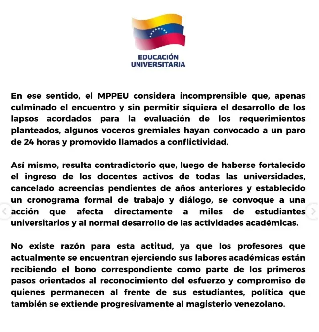 El ministerio para las Universidades no entiende el llamado a paro después de iniciado el diálogo 3 Ed2