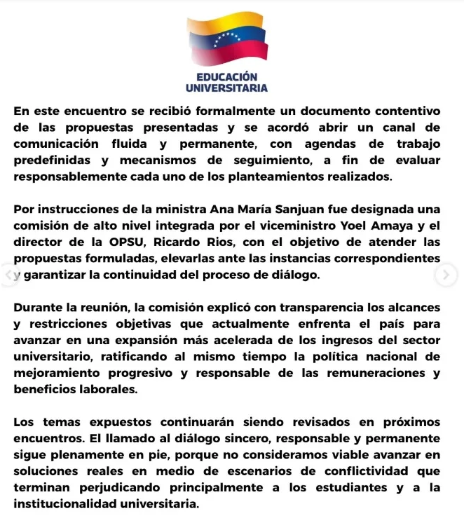 El ministerio para las Universidades no entiende el llamado a paro después de iniciado el diálogo 4 Edu3