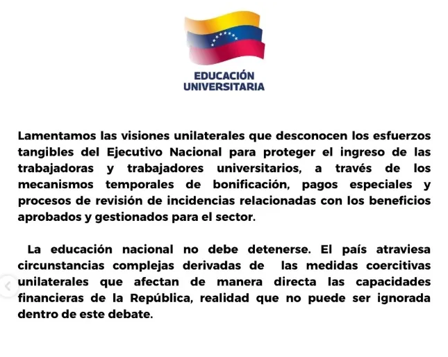 El ministerio para las Universidades no entiende el llamado a paro después de iniciado el diálogo 5 Edu4