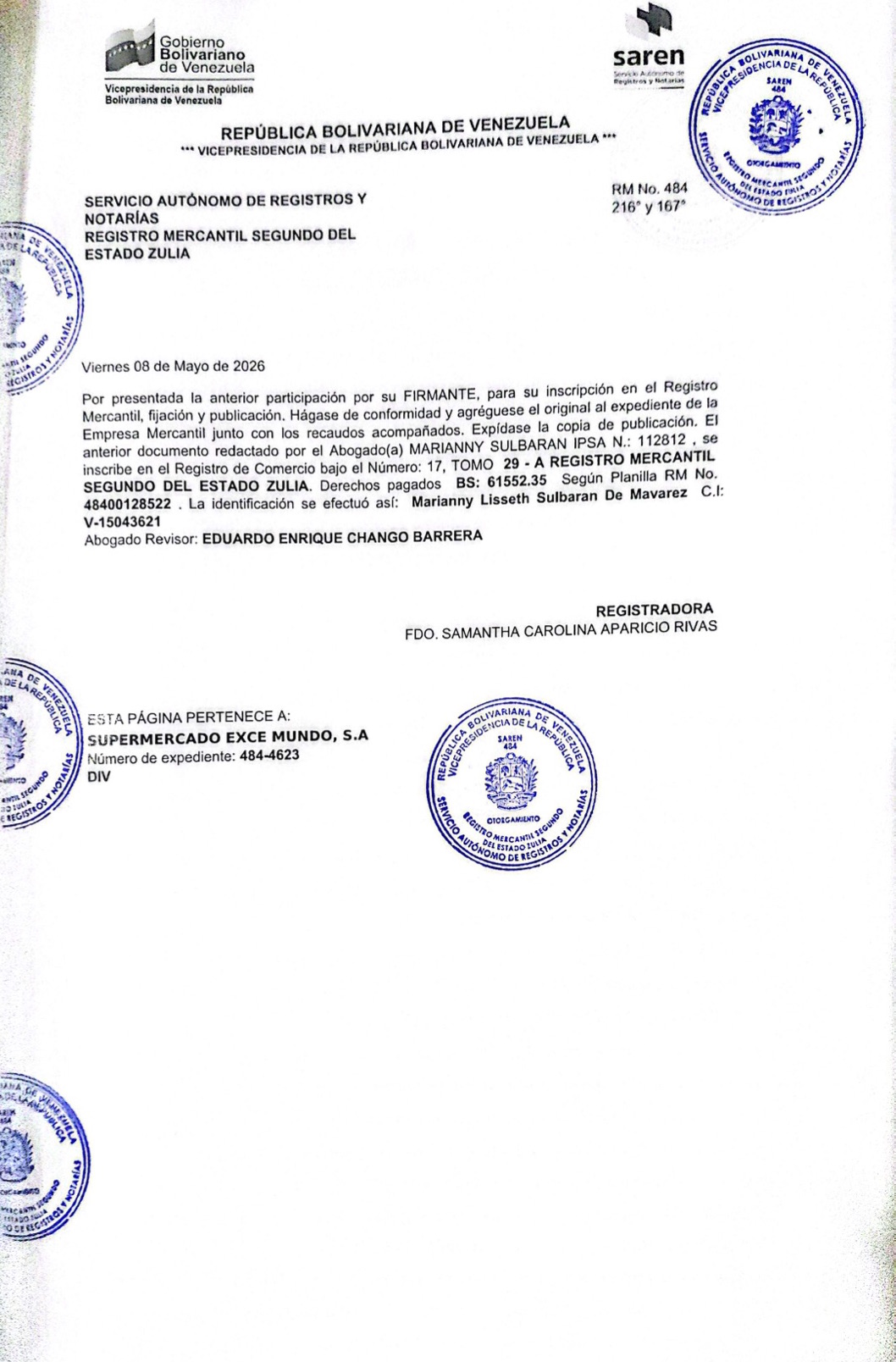Publicación del Acta de la Asamblea General Extraordinaria de Accionistas de Supermercado Exce Mundo S.A. con ocasión de su Disolución 4 Exce Mundo4