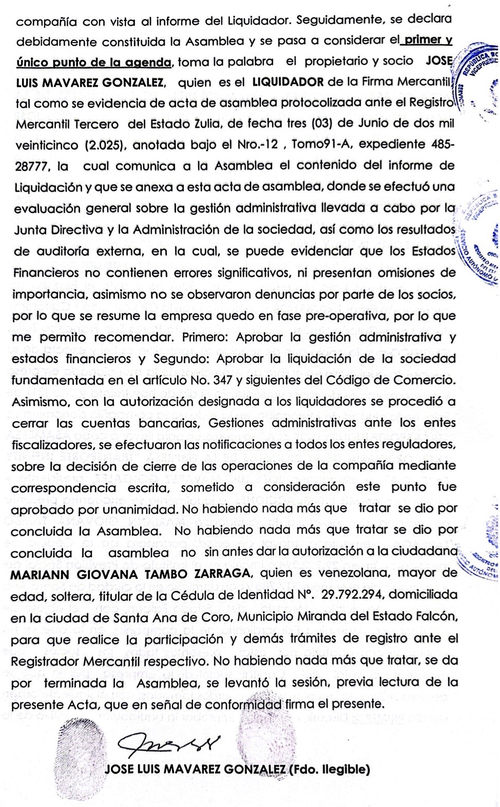 ACTA LIQUIDACION INFINITY2