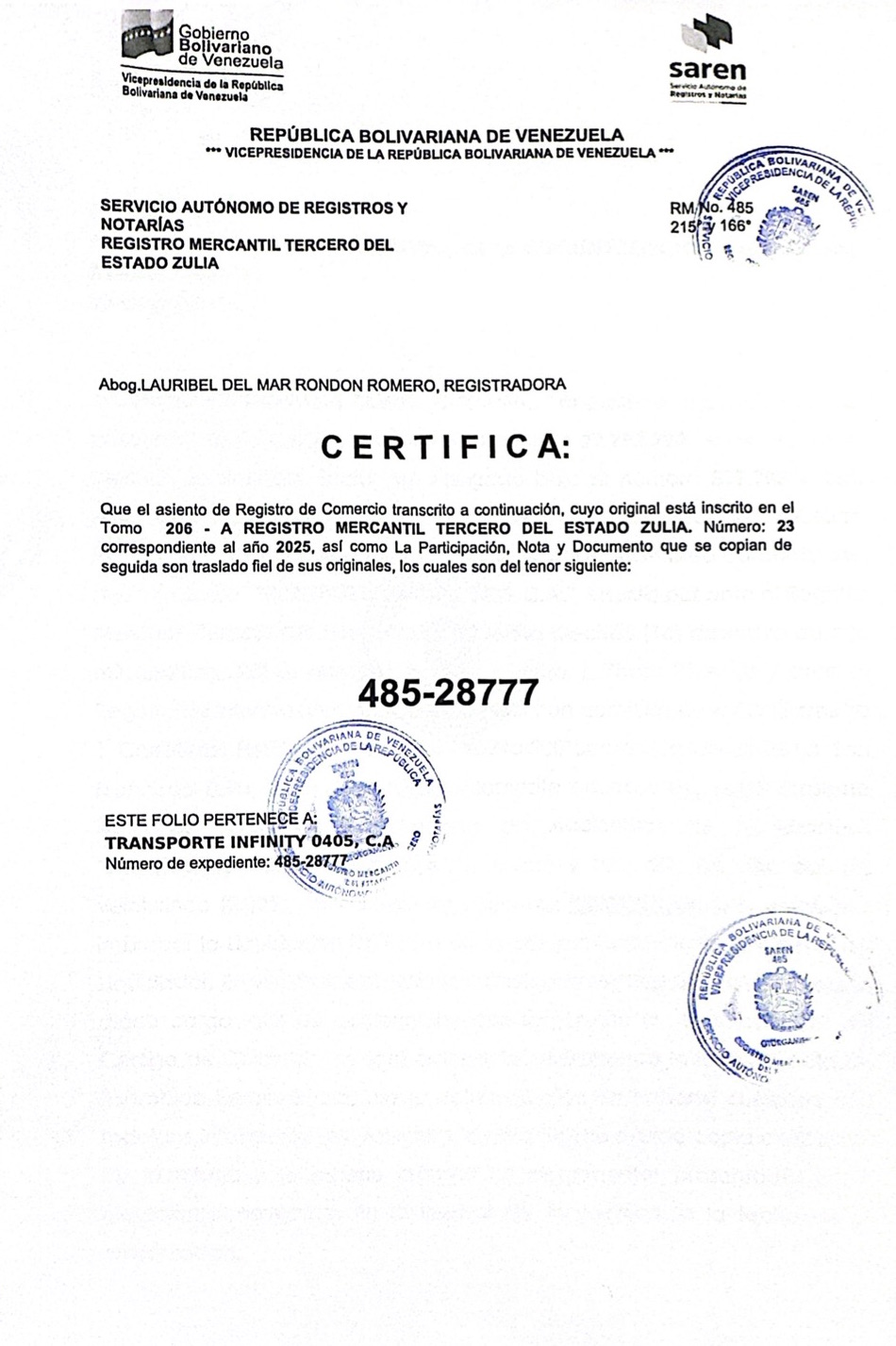 ACTA LIQUIDACION INFINITY5