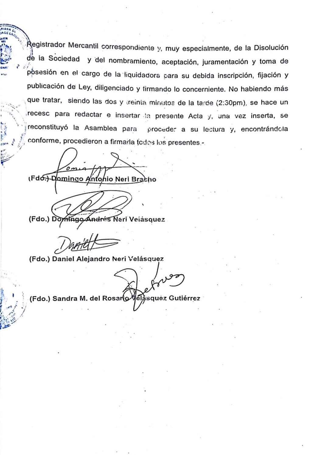 Acta de la Asamblea Geberal extraordinaria de Accionistas de Comercializadora 3D C.A. con ocasión de su Disolución 3 Acta3