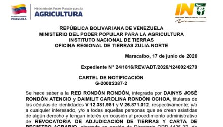 INTI | Cartel de Notificación de Revocatoria a la Red Rondón Rondón 2 C5ei4W8n MIS HIJOS I
