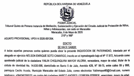 Notificación a todos los que puedan tener interés en la Inquisición de Paternidad intentada por Nelson Enrique Soto Camargo 2 Captura de pantalla 2026 06 03 a las 9.43.48