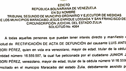 Notificación a todos los que puedan tener interés en el juicio por Rectificación de Acta de Defunción solicitada por Luis Antonio Gibori Pérez 4 Captura de pantalla 2026 06 09 a las 17.29.01